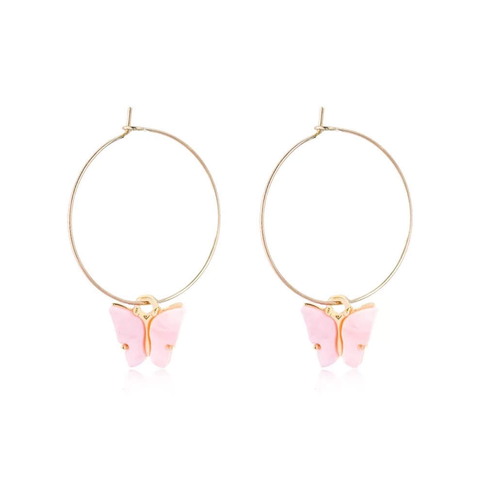 Baby Pink Butterfly Hoop Earrings🦋